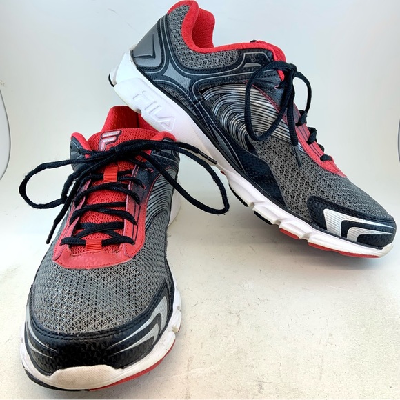 Fila Other - Fila Men's Memory Maranello 3 Leather Mesh Black Red Silver Athletic Sneakers 11
